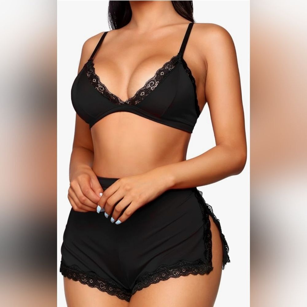 RSLOVE Your Secret Wardrobe Sexy Black Pajama Lingerie 2-piece Set Size Small